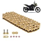 Cadena para motocicleta 428 HPO x 136L reforzada con O - ring profesional dorada Leiruki