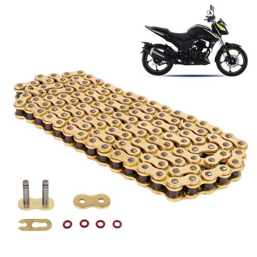 Cadena para motocicleta 428 HPO x 136L reforzada con O - ring profesional dorada Leiruki