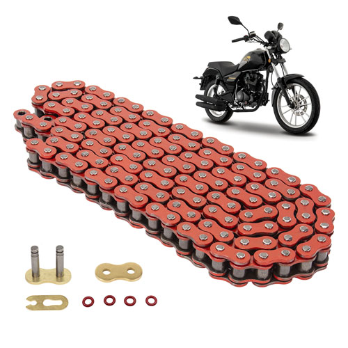 Cadena para motocicleta 428 HPO x 136L reforzada con O - ring profesional roja Leiruki