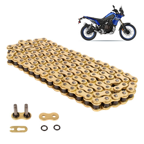 Cadena para motocicleta 520 VO x 126L buje solido con O - ring dorada Leiruki