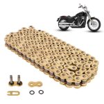 Cadena para motocicleta 525 HO x 116 reforzada con O - ring dorada Leiruki