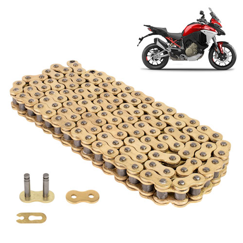 Cadena para motocicleta 530 HO x 126 reforzada dorada Leiruki