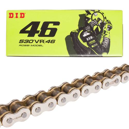 Cadena para motocicleta 530 VR46 X 122 (ZJ) dorada X - ring DID