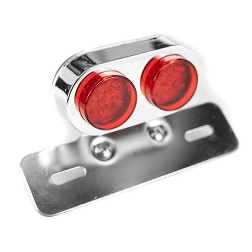 Calavera de dos reflectores con soporte para placa cromado para motocicleta universal 2002 Kinlley