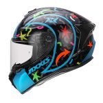 Casco para motociclista talla XL cerrado Draken Crazy azul fluor Axxis