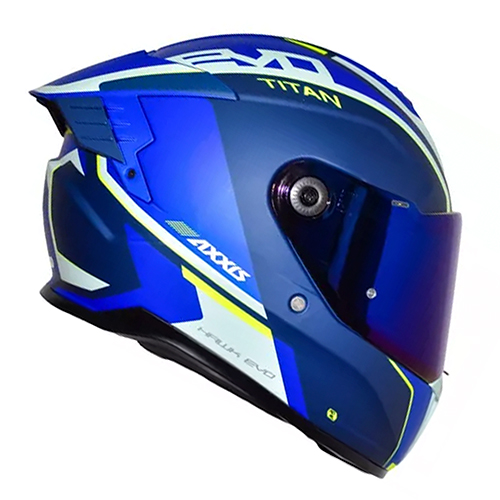 Casco para motociclista talla L cerrado hawk Titan B7 azul mate Axxis