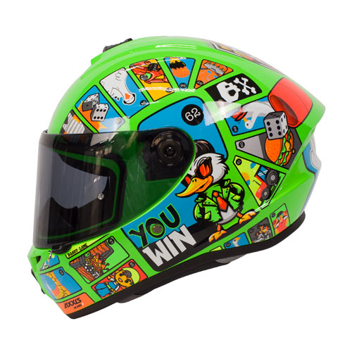 Casco integral para motociclista talla XL Draken goose game A76 Gloss flour verde Axxis