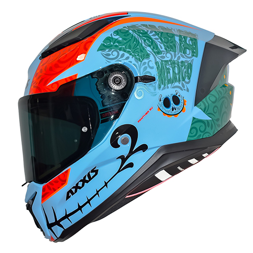 Casco para motociclista talla M integral Panther catrina D6 azul brillo Axxis