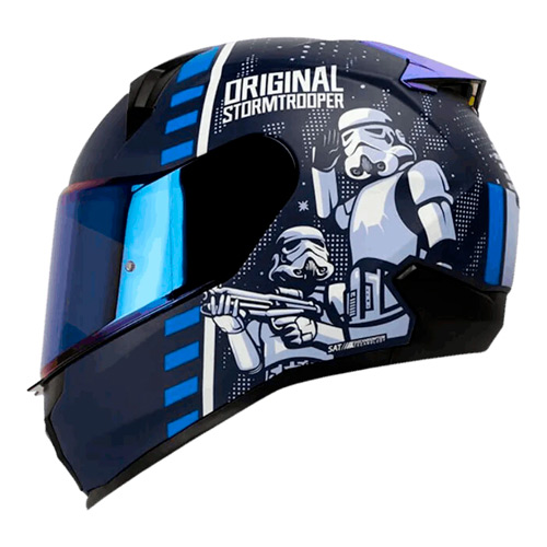 Casco para motociclista talla L integral Stormtrooper Starwars azul navy matte azul Shaft