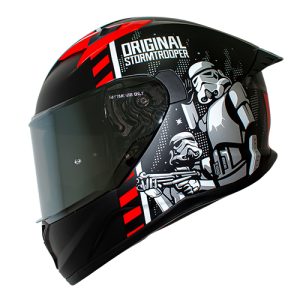 Casco para motociclista talla L integral Stormtrooper Starwars negro matte rojo Shaft