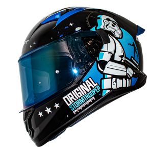Casco para motociclista talla L integral Stormtrooper Starwars negro brillo azul Shaft