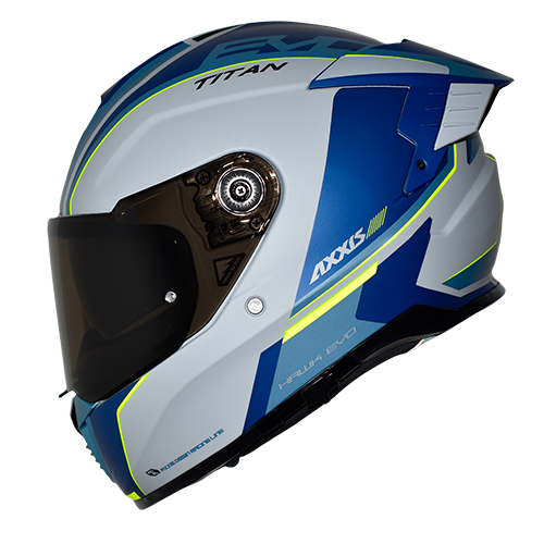 Casco para motociclista talla L cerrado Axxis Hawk Titan C7 azul matte