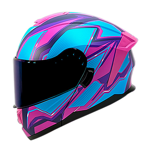Casco para motociclista talla XL abatible 2W Liberty azul rosa
