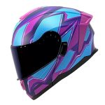 Casco para motociclista talla L abatible 2W Liberty azul rosa