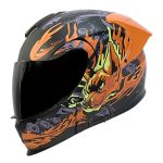Casco para motociclista talla L abatible 2W Xolo negro naranja