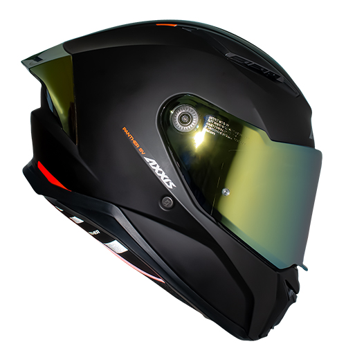 Casco para motociclista talla L integral Panther solid A1 negro matte dorado Axxis