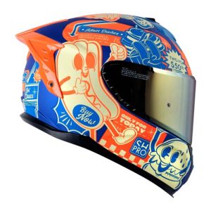 Casco para motociclista talla L cerrado Shaft pro shpro – 610dv evo azul mate fast food
