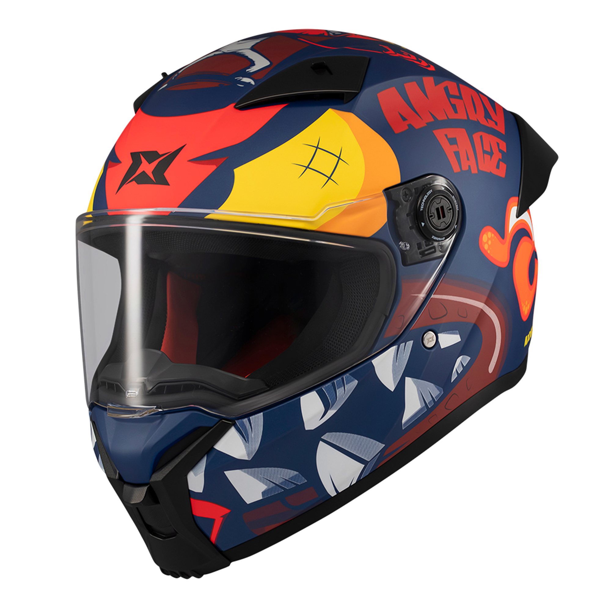 Casco para motociclista talla L cerrado Axxis Fenix Angry Face rojo matte