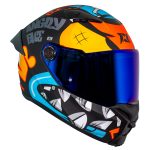 Casco para motociclista talla XL cerrado Axxis Fenix Angry Face azul matte