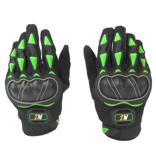 Guantes para motociclista talla M Road master negro verde 2W