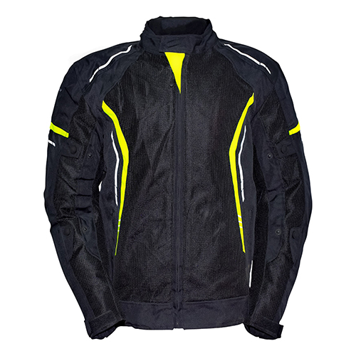 Chamarra para motociclista talla XL Jacket mesh black yellow hebotech