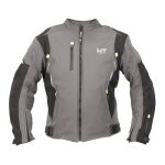 Chamarra para motociclista Softshell repelente con protecciones Talla M Gris Amarillo Neon Hebotech