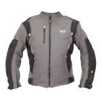 Chamarra para motociclista Softshell repelente con protecciones Talla M Gris Rojo Hebotech