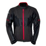 Chamarra para motociclista Softshell repelente con protecciones Talla XL Luzern Black Red Hebotech
