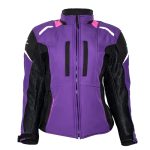 Chamarra para motociclista Softshell repelente con protecciones Talla L Luzern Purple Woman Hebotech