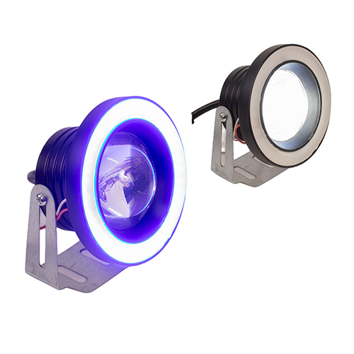 Faro auxiliar ojo de angel con base para motocicleta luz blanca y azul Kinlley