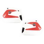 Alforjas rigidas porta equipaje para motocicleta 20L rojo con blanco con luz universal Kinlley