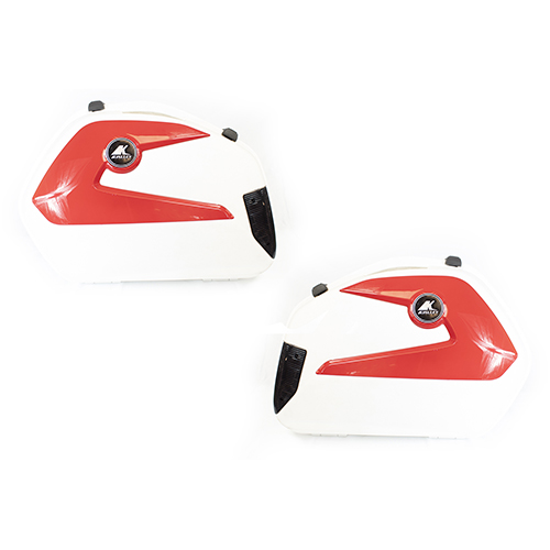 Alforjas rigidas porta equipaje para motocicleta 20L rojo con blanco con luz universal Kinlley